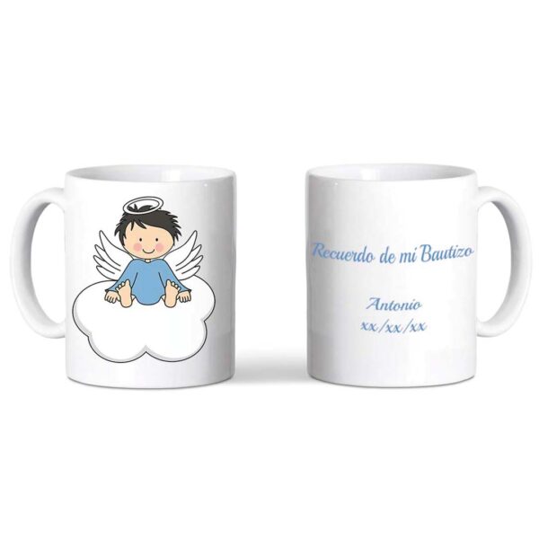 TAZA BAUTIZO ANGELITO EN NUBE NIÑO