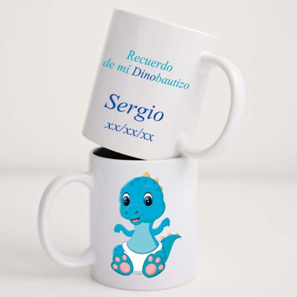 TAZA BAUTIZO DINOSAURIO NIÑO