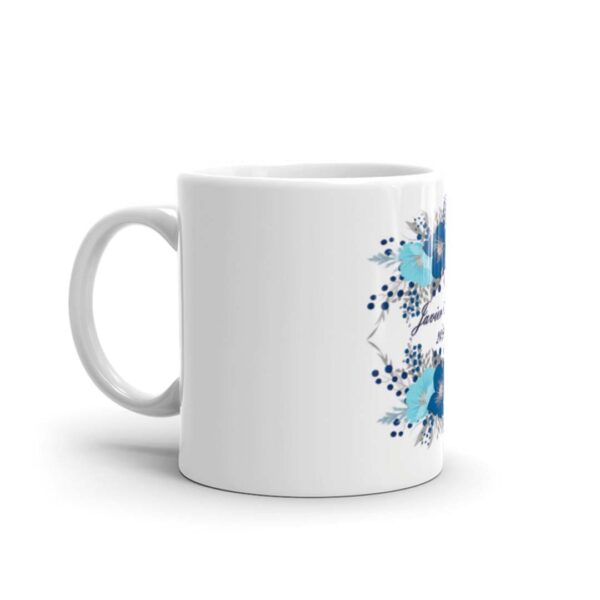 TAZA BODA CORONA FLORES AZUL