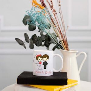 TAZA BODA NOVIA CON RAMO DE ROSAS