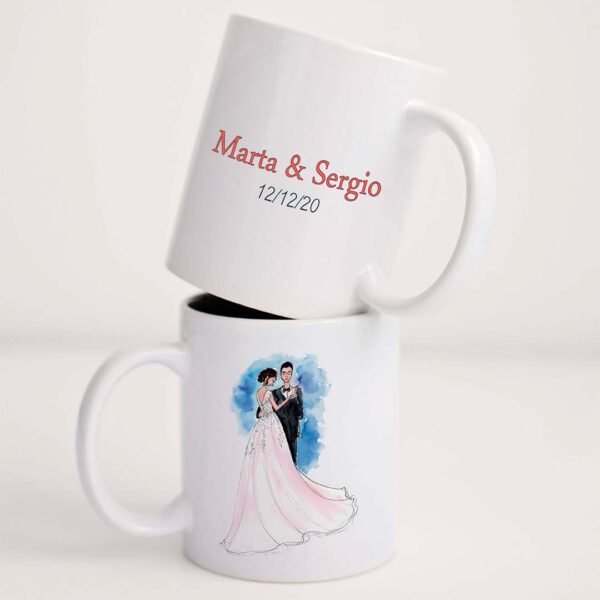 TAZA BODA NOVIOS ILUSTRACION