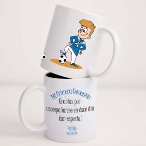 TAZA COMUNIÓN NIÑO MARINERO CON BALÓN